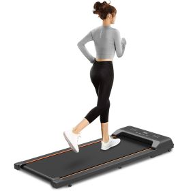 Walking Pad Under Desk Treadmill LED Display And Remote Control Portable Treadmill (Color: BLACK)
