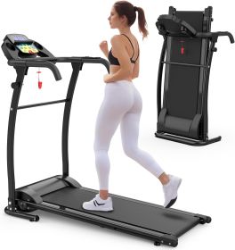 Walking Pad With Handle Bar, Foldable Treadmill 2.5HP Treadmill Under Desk 300 Lbs Capacity 2-in-1 Walking Treadmill Pad With Remote Controller F (Color: BLACK)