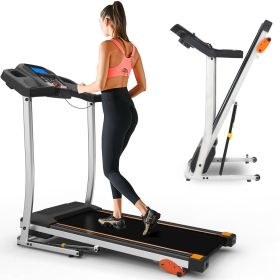 Folding Treadmill Fitness Equipment With LCD Walking Running Cardio Exercise Machine (Color: BLACK)