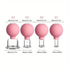 Vacuum Cupping Glass Jar Cellulite Massager For Face Acupuncture Hijama Suction Cup Reduce Puffiness Health Care Face Sucker (Color: PINK)